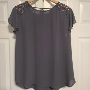 LOFT Lace Shoulder and Back Tie T-shirt